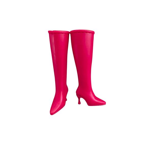 Pre-owned Barbie Doll Red Tall Boots High Heels Plastic - Picture 3 of 4